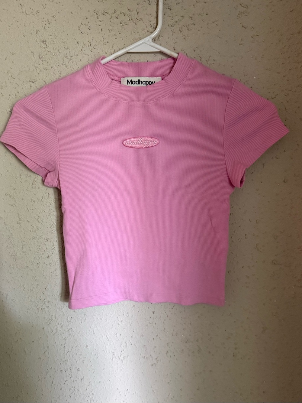 Madhappy Pink Ribbed Short Sleeve Crew Tee